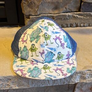Kids Monster Print Hat with Blue Mesh